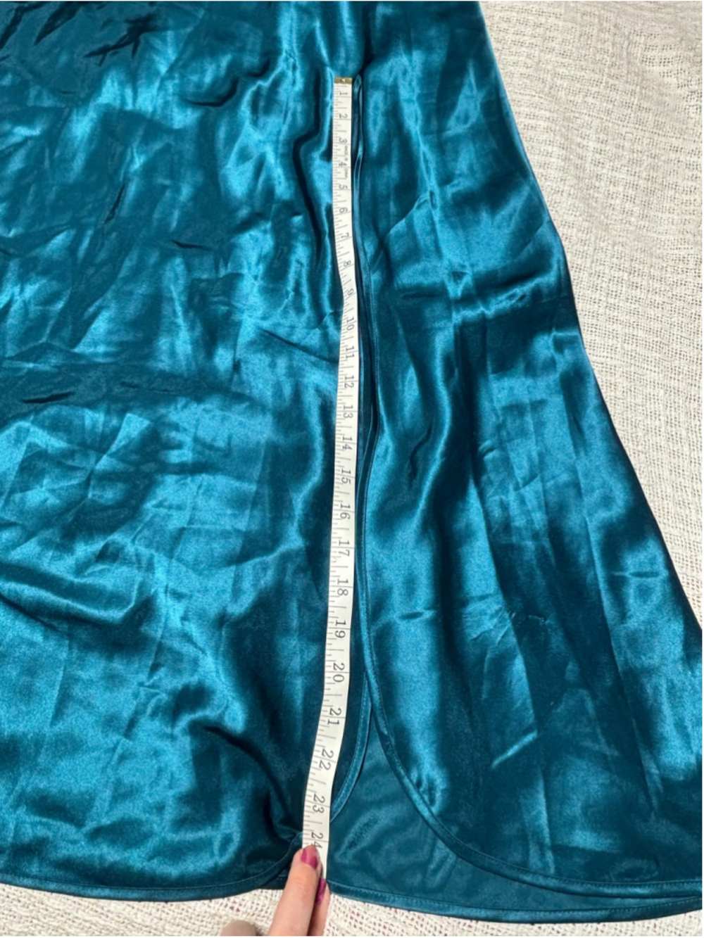 VTG Victoria's Secret Gold Label Teal Satin Lace Maxi Slip Dress Nightgown M EUC - Picture 6 of 14